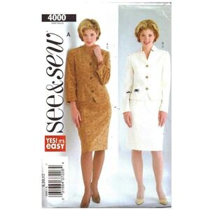 Butterick Sewing Pattern Misses 8-12 See and Sew 4000 Jacket Skirt Suit Uncut